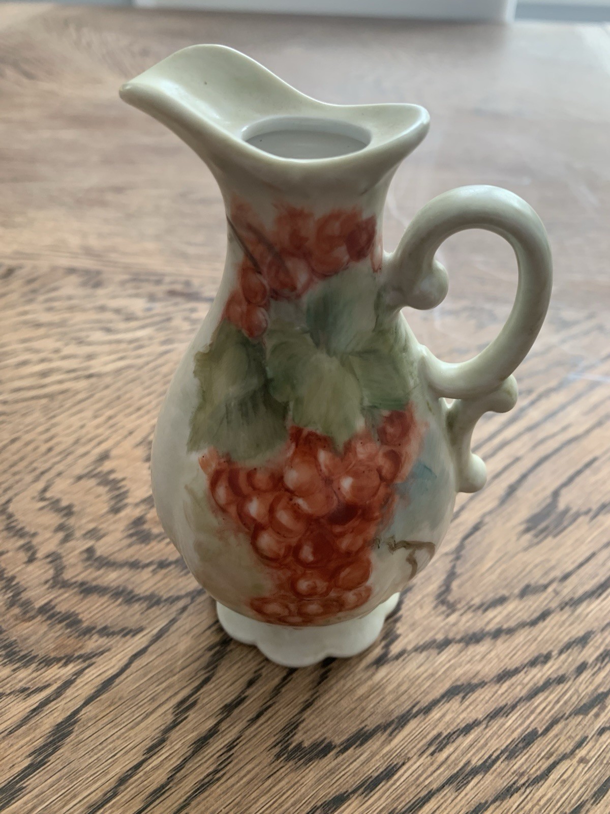 VTG Decor Mini Pitcher Or Ewer Hand Painted 5” Decorative Pale Green Glaze
