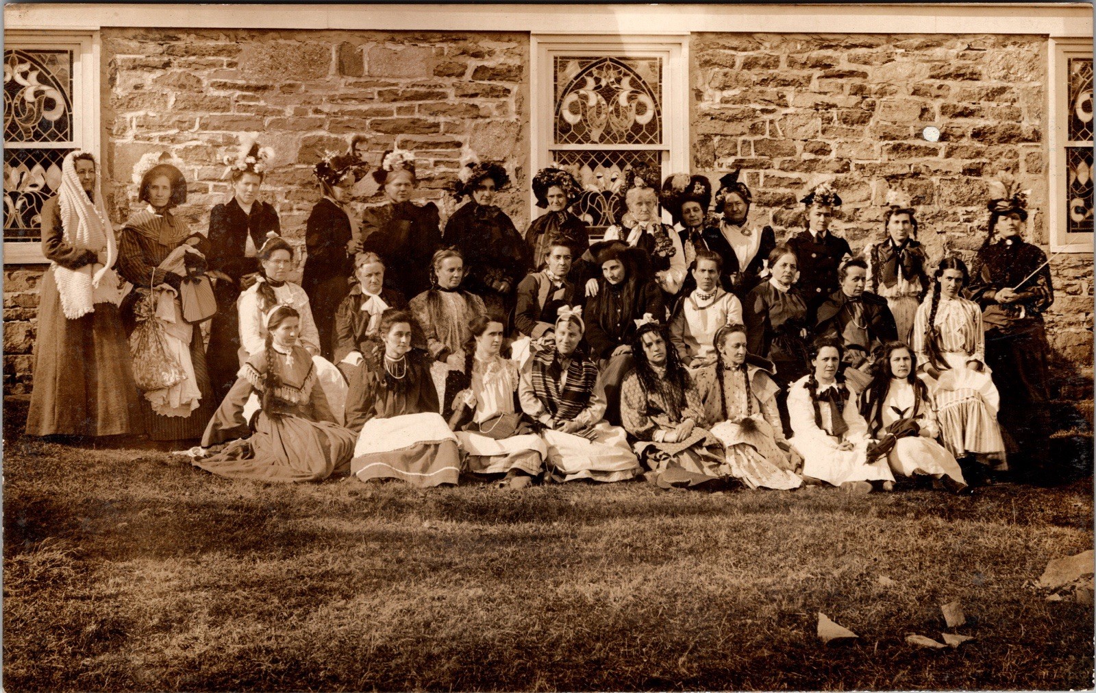 Postcard Real Photo RPPC Large Group of Young Women School? Church? Postcard Real Photo RPPC Large Group of Young Women School? Church?