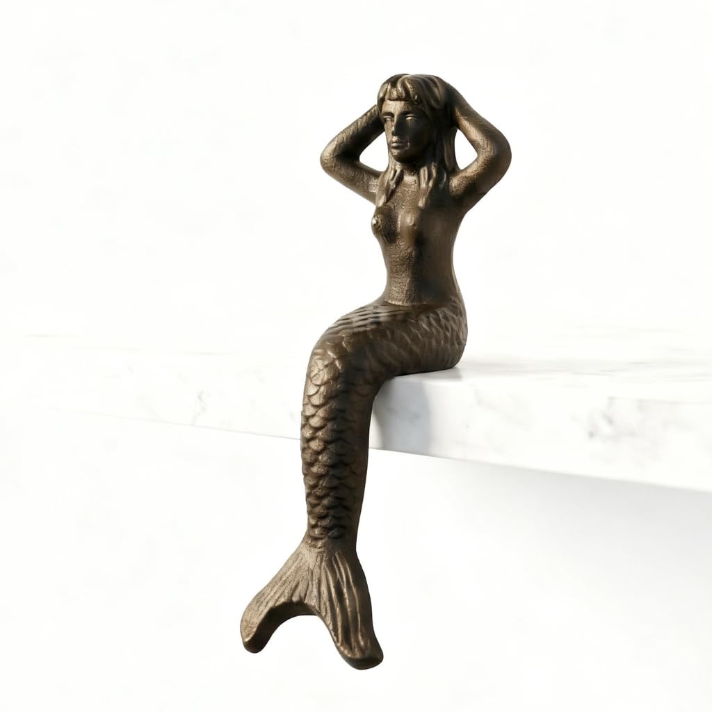Comfy Hour 5 Heavy Duty Cast Iron Sitting Mermaid Figurine Rustic Brown Nautical Comfy Hour 5 Heavy Duty Cast Iron Sitting Mermaid Figurine Rustic Brown Nautical