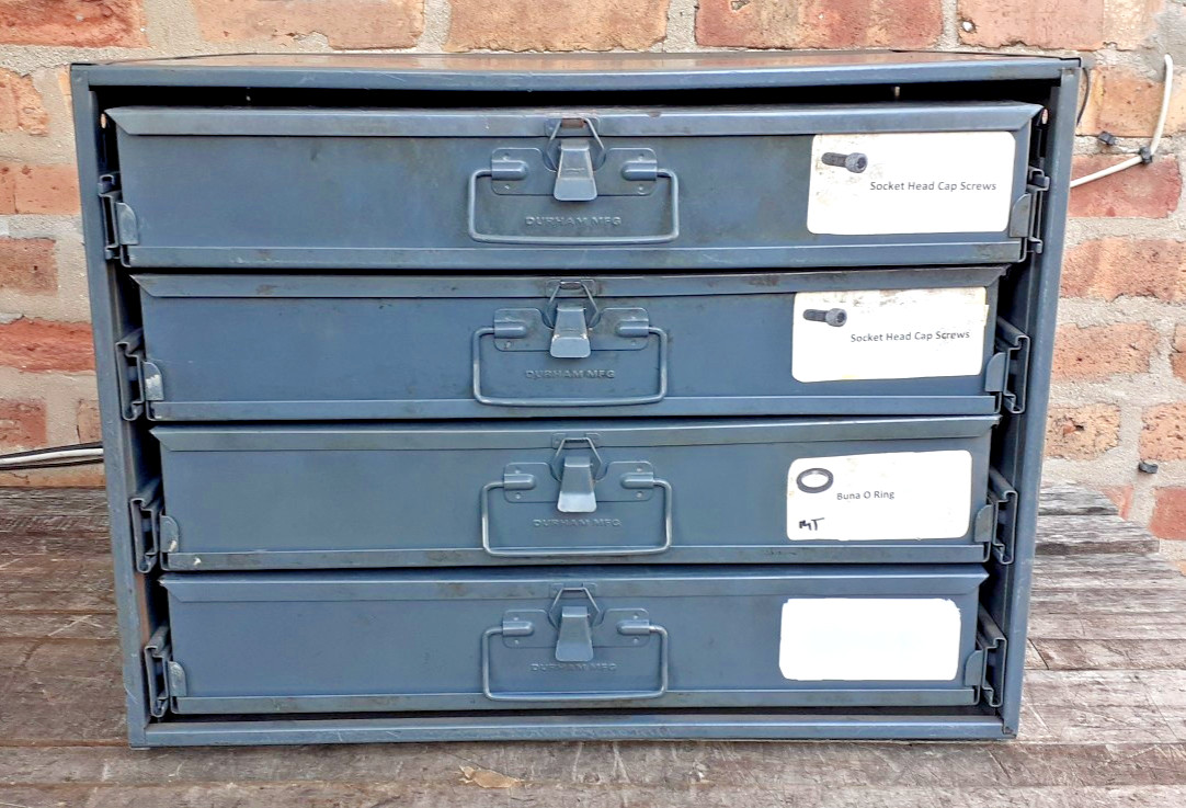 Large Compartmented-Box STEEL Cabinet - 4 Drawer Parts Cases 18x12x3 Latch -USA Large Compartmented-Box STEEL Cabinet - 4 Drawer Parts Cases 18x12x3 Latch -USA