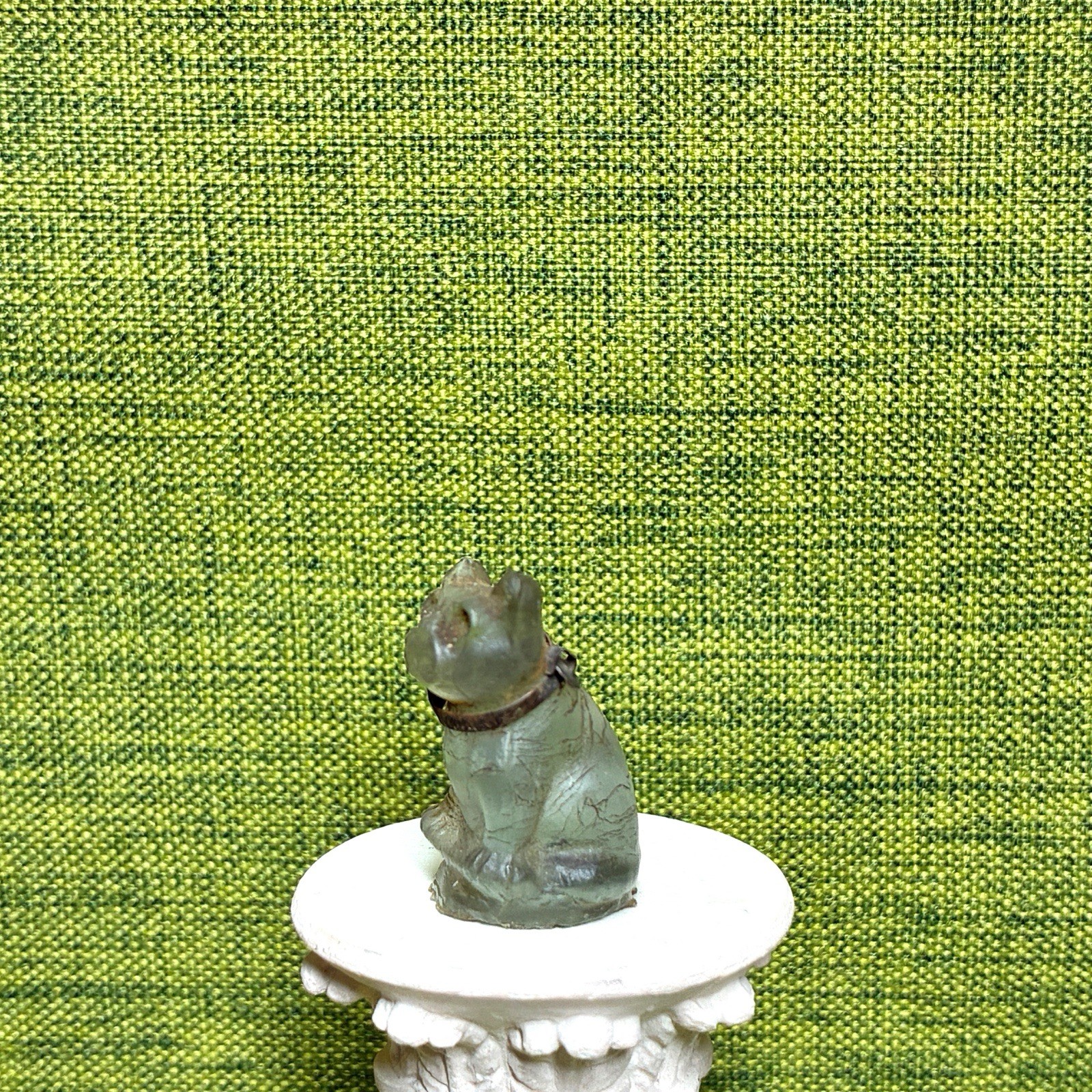 Vintage Czech Frosted Glass Cat Charm Cracker Jack Prize Vintage Czech Frosted Glass Cat Charm Cracker Jack Prize