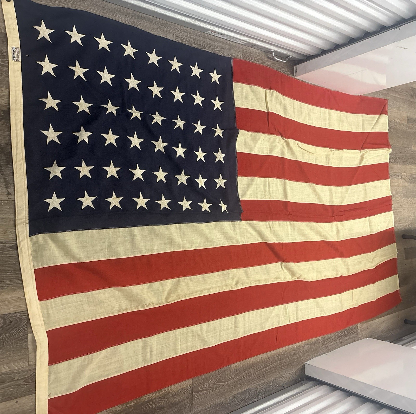 Vintage Sterling 48 Star American Flag All Wool Bunting Sewn Stars 56x92