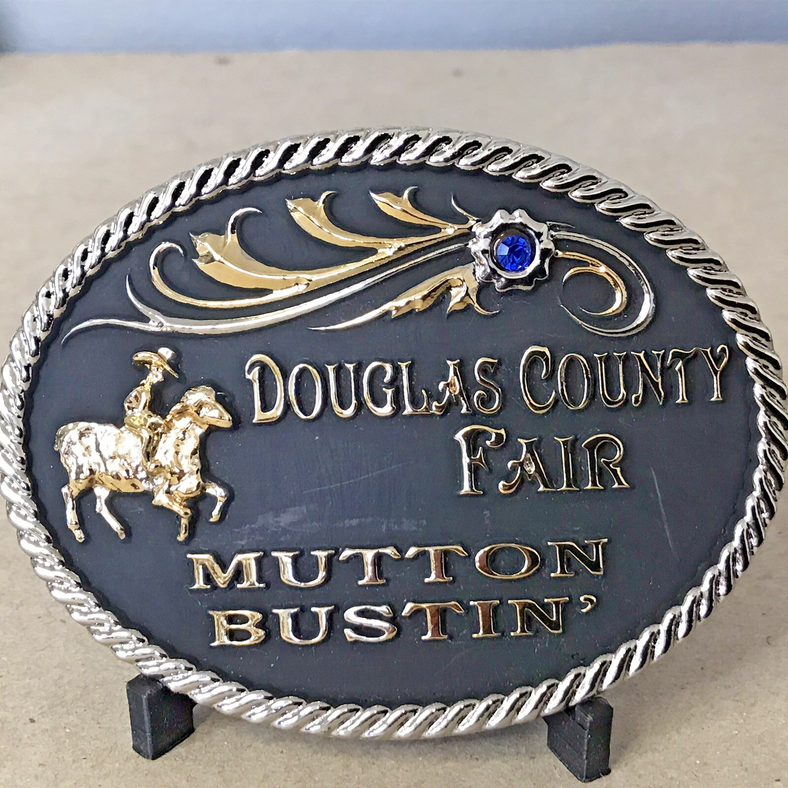 Montana silver smith Douglas county fair mutton Bustin belt buckle Montana silver smith Douglas county fair mutton Bustin belt buckle