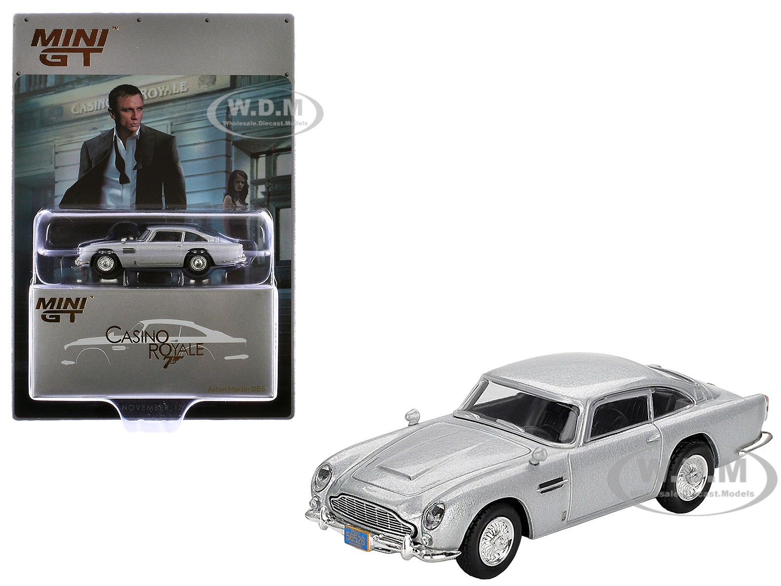ASTON MARTIN DB5 SILVER JAMES BOND "CASINO ROYALE" 1/64 BY MINI GT MGT00909-007E