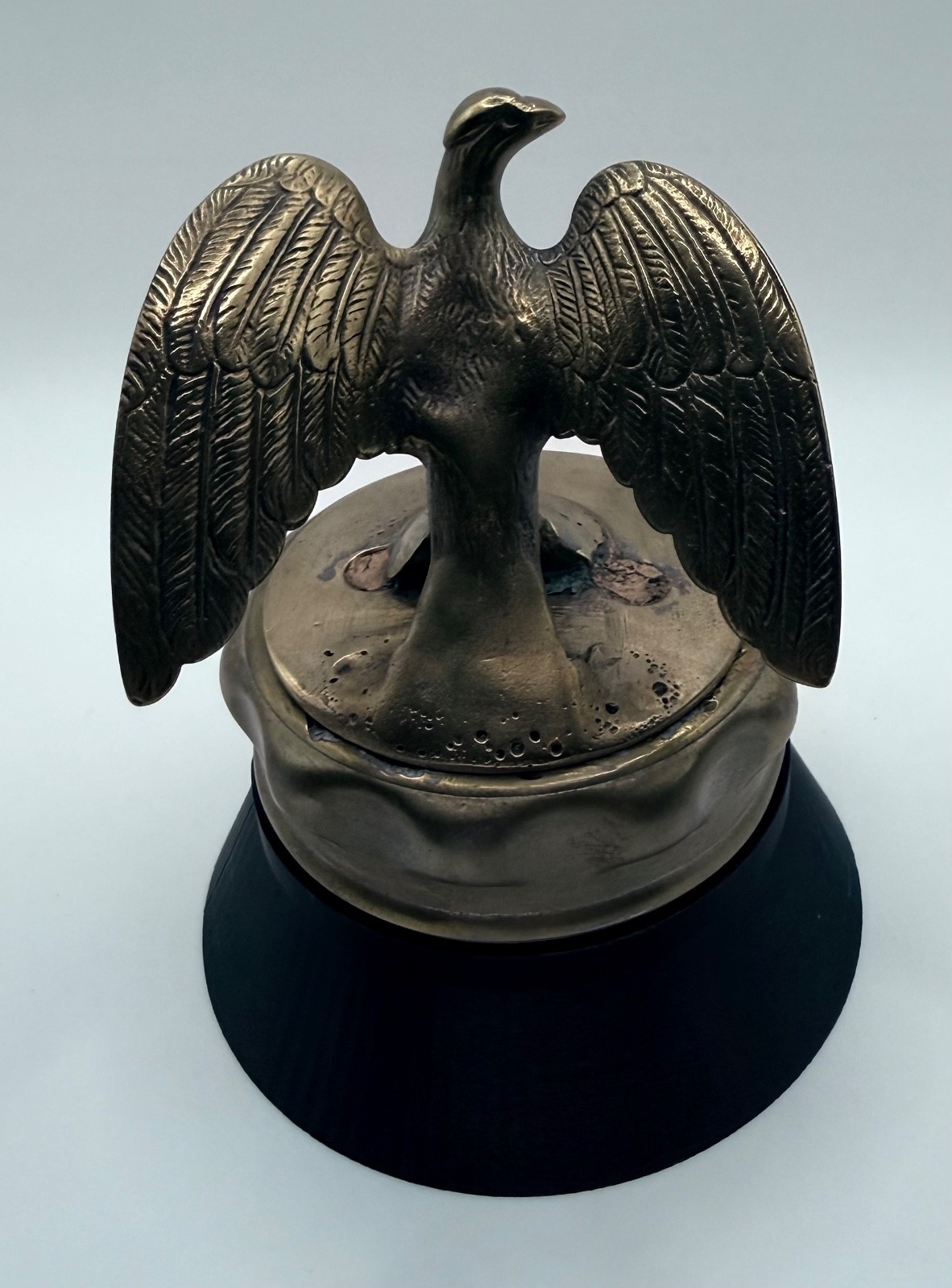 Antique 1920s 1930s Brass Eagle Radiator Cap Hood Ornament Spread Wing Mascot Antique 1920s 1930s Brass Eagle Radiator Cap Hood Ornament Spread Wing Mascot