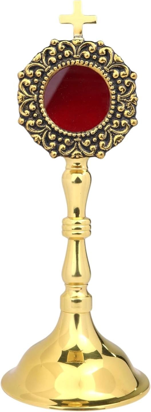 High Polished Brass Mini Reliquary for Church or Personal Display 7.75 In High Polished Brass Mini Reliquary for Church or Personal Display 7.75 In