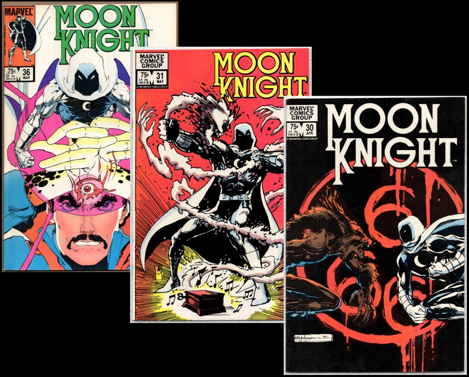 MOON KNIGHT #30 31 & 36 1983/84 ๐ WEREWOLF STRANGE Sienkiewicz โ LOOK MOON KNIGHT #30 31 & 36 1983/84 ๐ WEREWOLF STRANGE Sienkiewicz โ LOOK