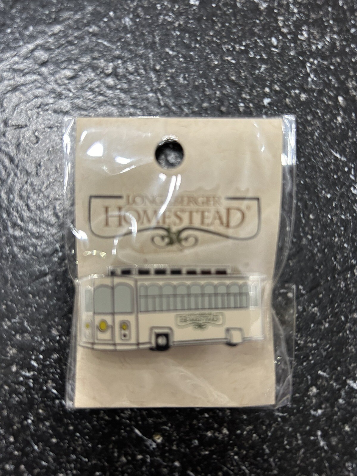 Factory Sealed LONGABERGER Homestead Trolley Bus Brooch PIN Vintage Factory Sealed LONGABERGER Homestead Trolley Bus Brooch PIN Vintage
