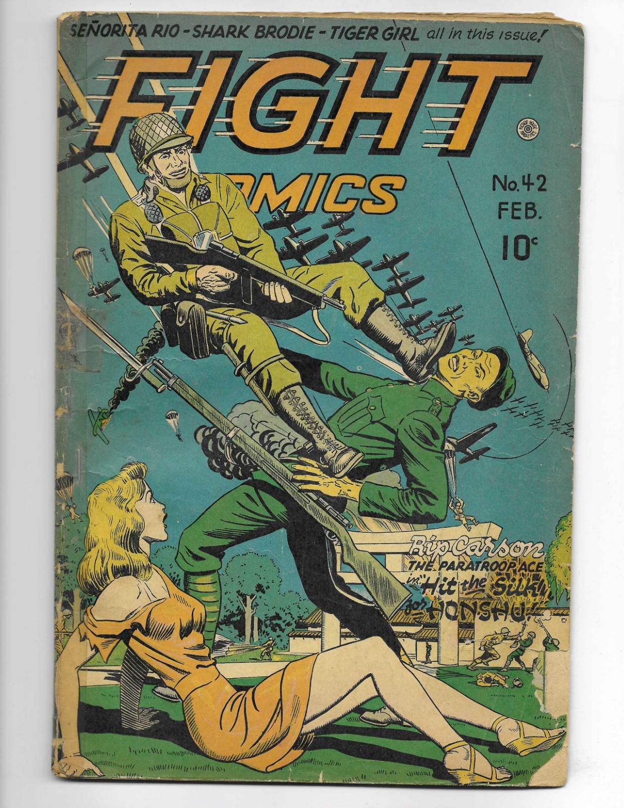 Fight Comics 42 1946 Fiction House G+ 2.5 Good Girl Cover Rip Carson Fight Comics 42 1946 Fiction House G+ 2.5 Good Girl Cover Rip Carson