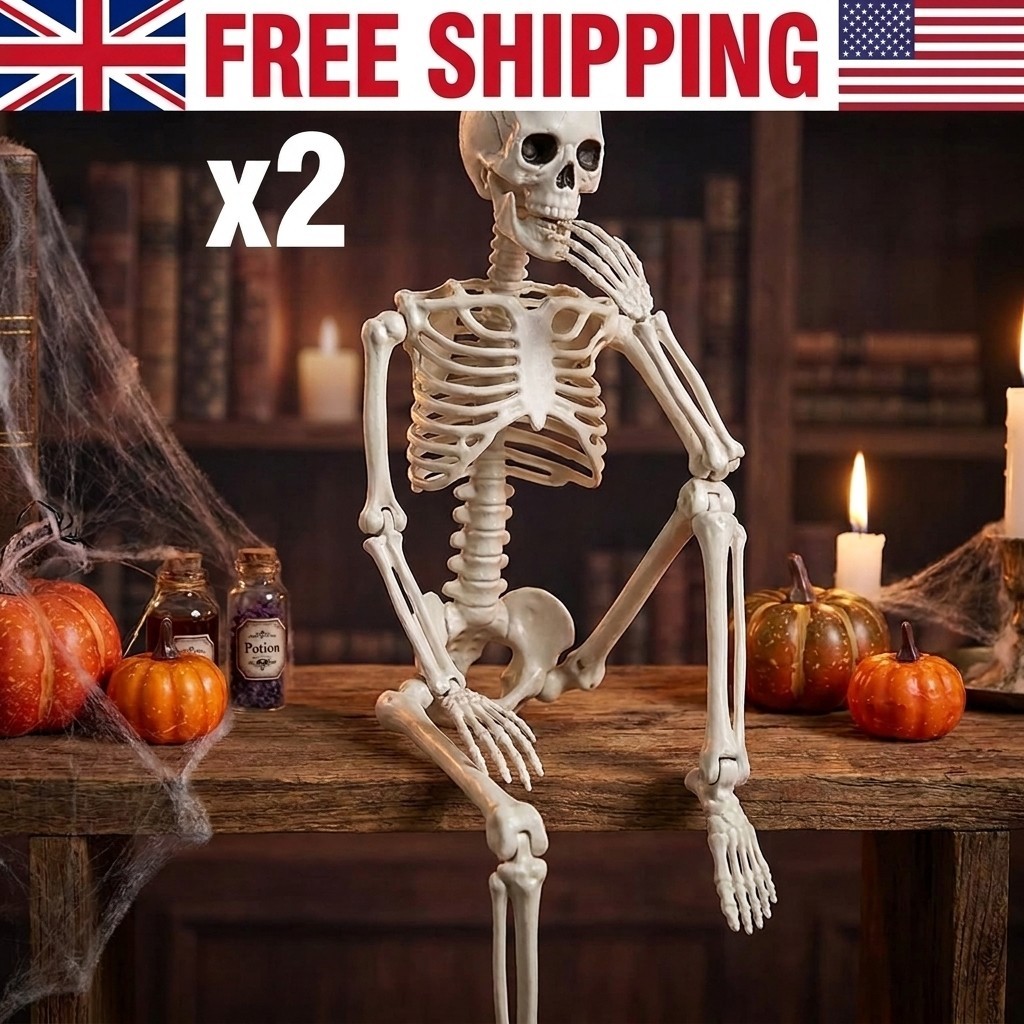 Halloween Human 2 Skeleton Oversized Poseable Size Life Decoration Party Prop 40 Halloween Human 2 Skeleton Oversized Poseable Size Life Decoration Party Prop 40