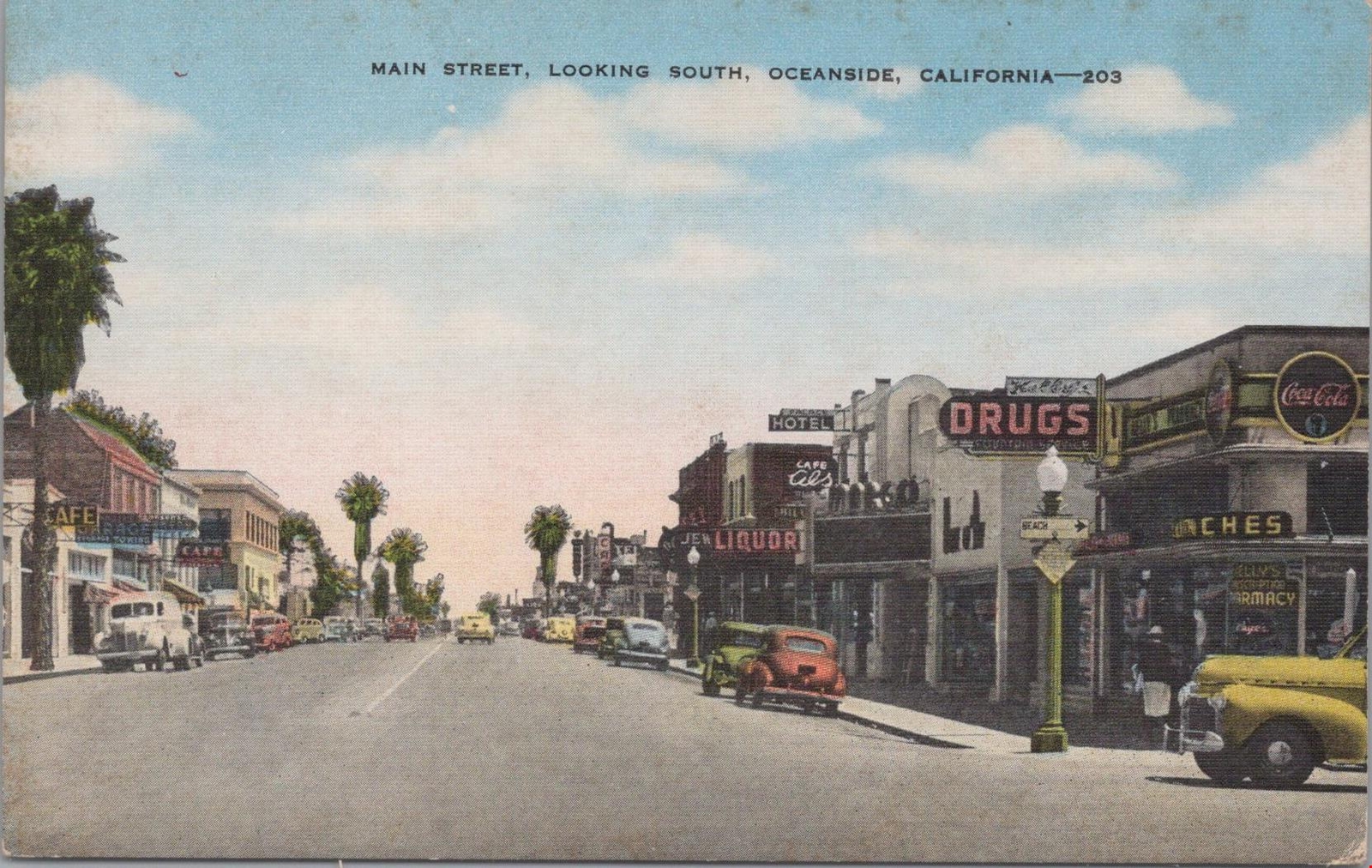 Postcard Main Street Looking South Oceanside California CA Postcard Main Street Looking South Oceanside California CA