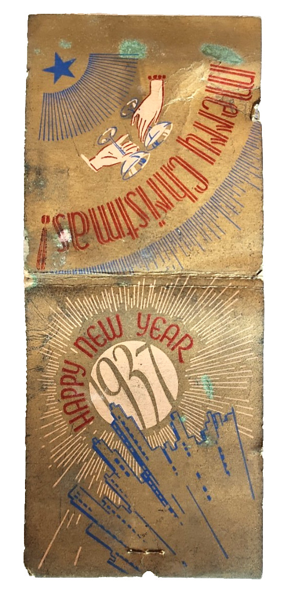 1937 Longchamps Restaurants NYC Matchbook Cover XL Christmas New Years 1937 Longchamps Restaurants NYC Matchbook Cover XL Christmas New Years