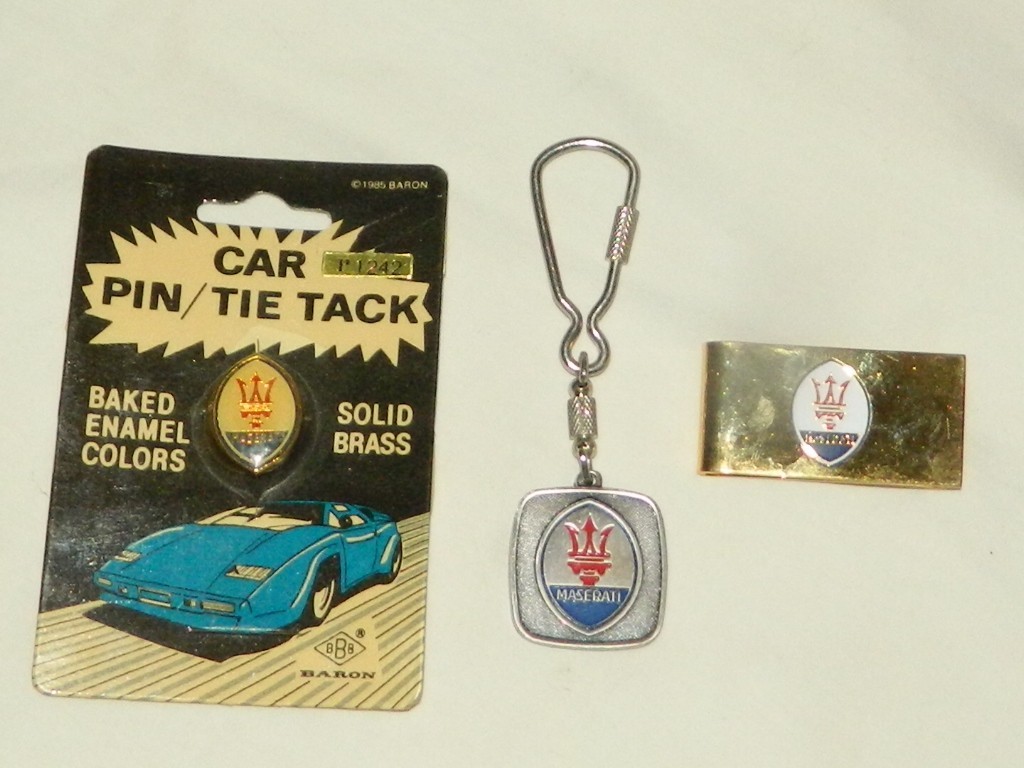 Vintage Maserati Money Clip, Key Chain Fob, & Pin / Tie Tack Vintage Maserati Money Clip, Key Chain Fob, & Pin / Tie Tack