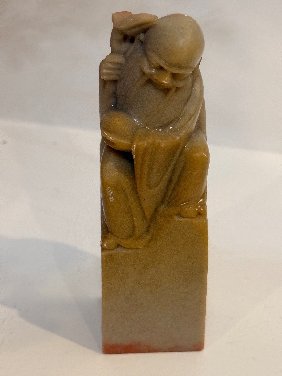 Vintage HandCarved Chinese Soapstone Chop Seal, Figural Immortal Stamp Vintage HandCarved Chinese Soapstone Chop Seal, Figural Immortal Stamp