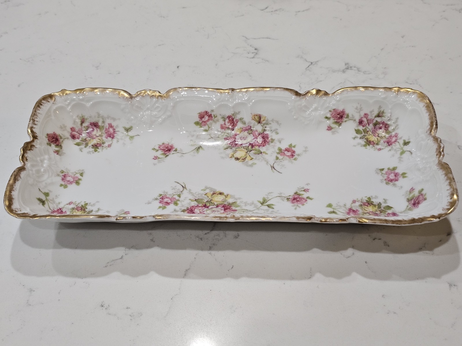 Vintage Imperial Limoge France - Vegtable Relish Dish Floral Gold Gilded 12"x5" Vintage Imperial Limoge France - Vegtable Relish Dish Floral Gold Gilded 12"x5"