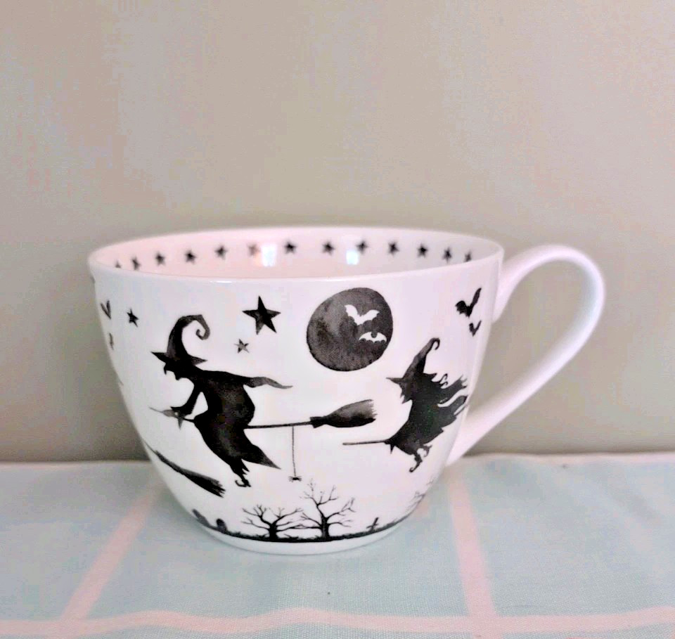 Rare Portabello Inspire Flying Witch Grave Yard Bone China Coffee Mug Halloween Rare Portabello Inspire Flying Witch Grave Yard Bone China Coffee Mug Halloween