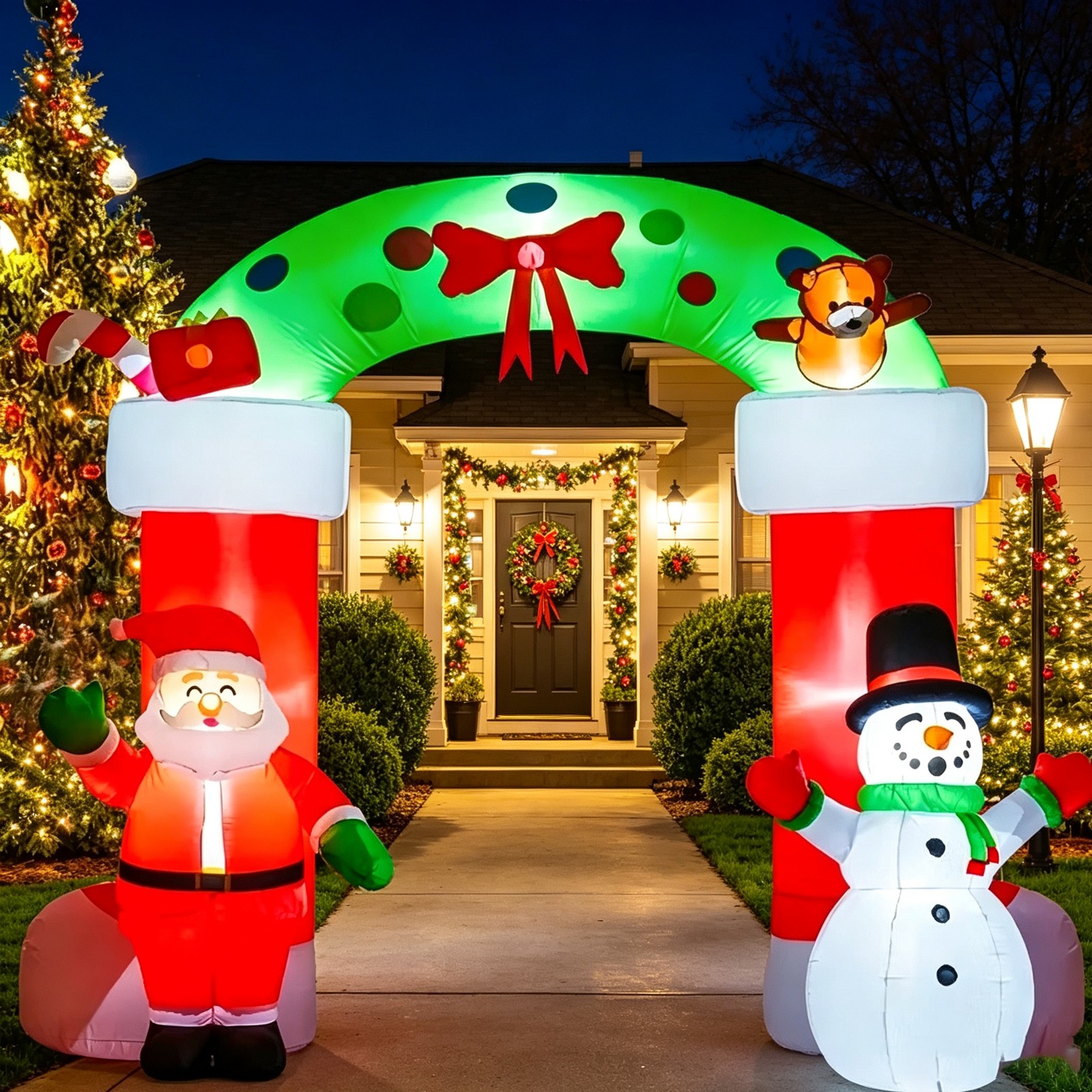 8.2FT Christmas Inflatable Archway Inflatable Santa Snowman Garden Yard Decor 8.2FT Christmas Inflatable Archway Inflatable Santa Snowman Garden Yard Decor