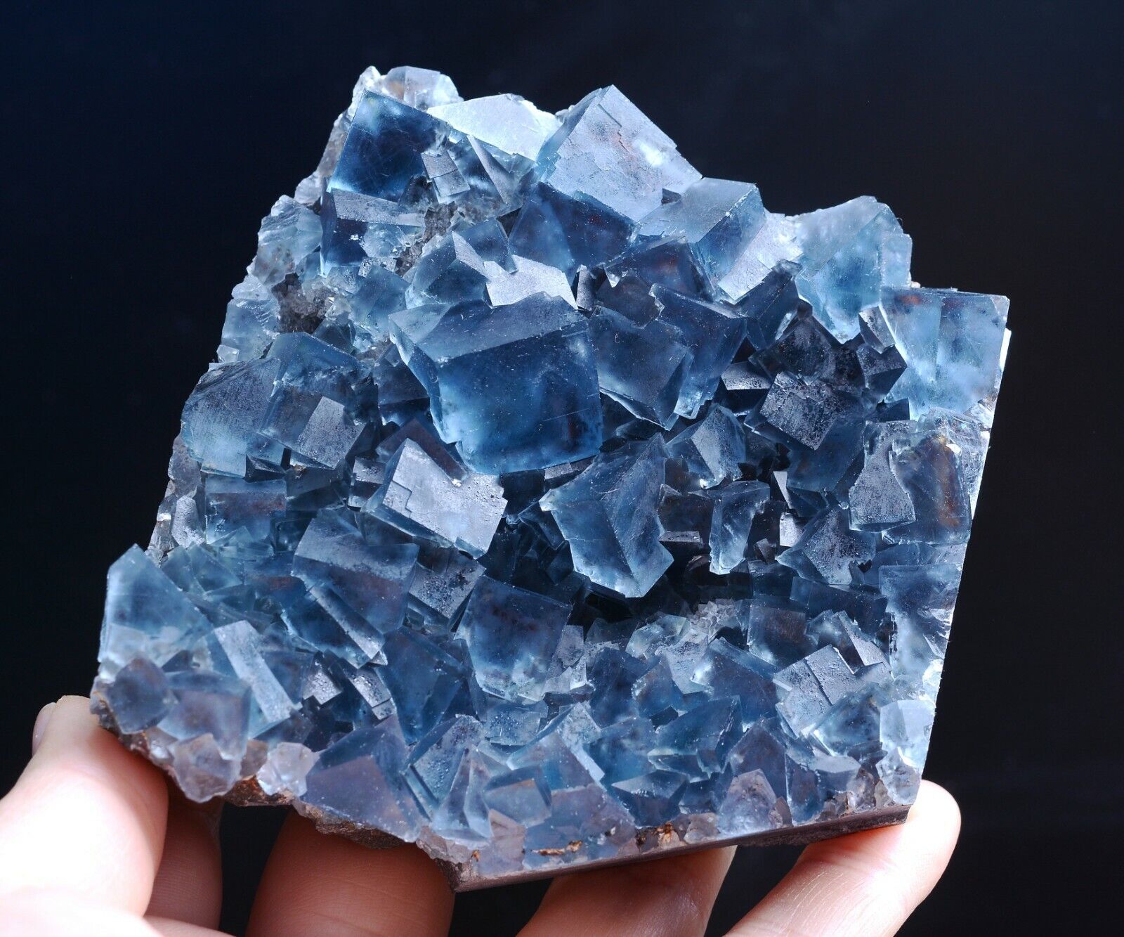 500g Natural Transparent Blue Cube Fluorite CRYSTAL CLUSTER Mineral  Specimen