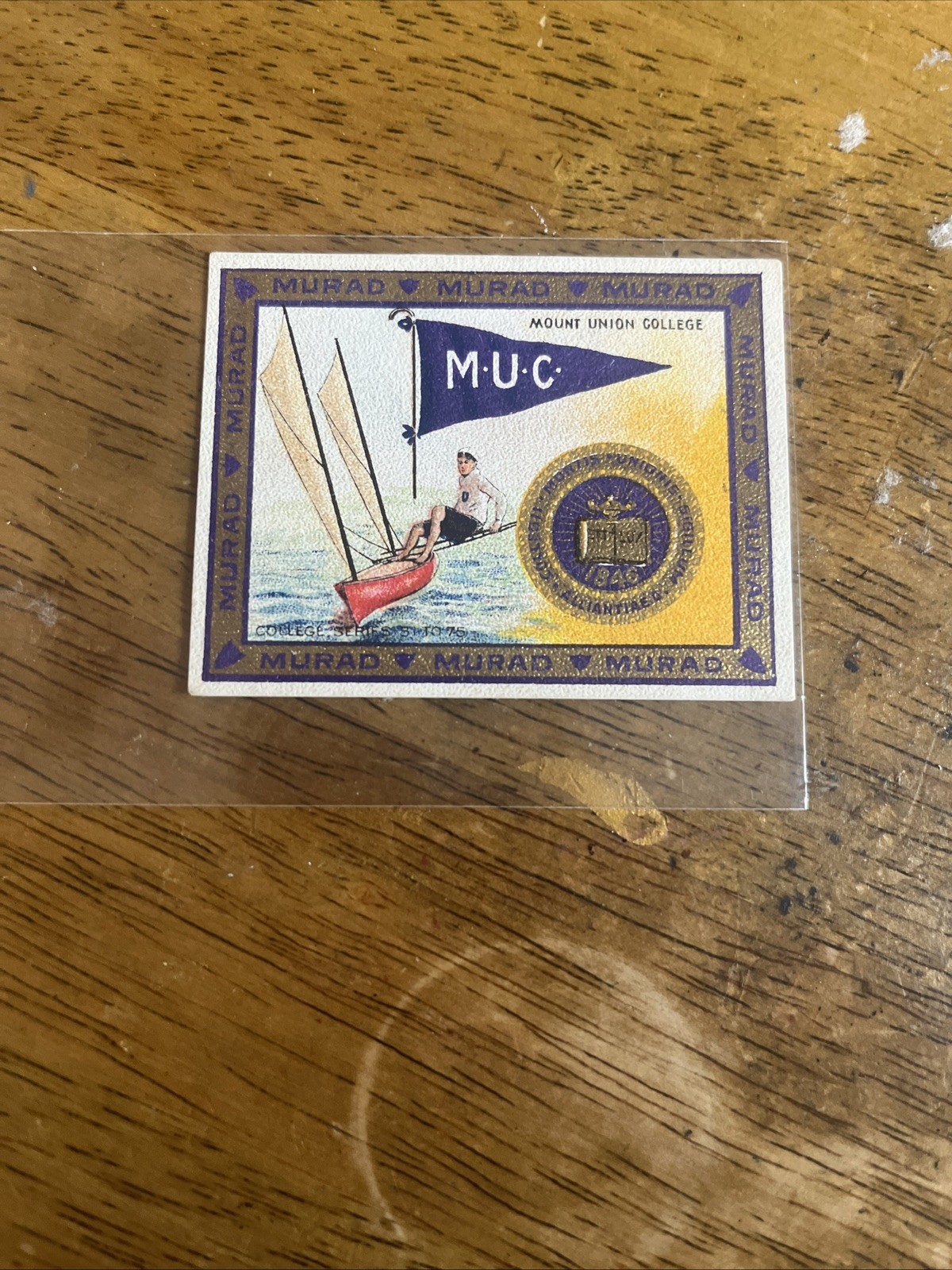 MOUNT UNION COLLEGE SAILING T51 Murad College Series 3rd 1910 (c) Stamped Back MOUNT UNION COLLEGE SAILING T51 Murad College Series 3rd 1910 (c) Stamped Back