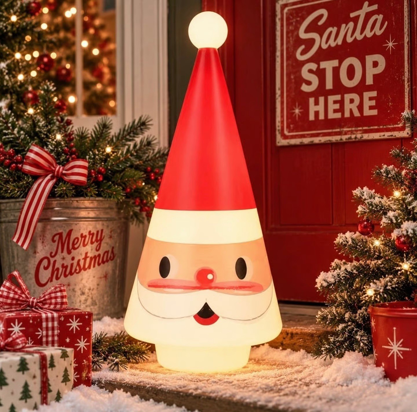 Mr. Christmas 24” Blow Mold Retro Santa Tree - Vintage style Head - New with Tag