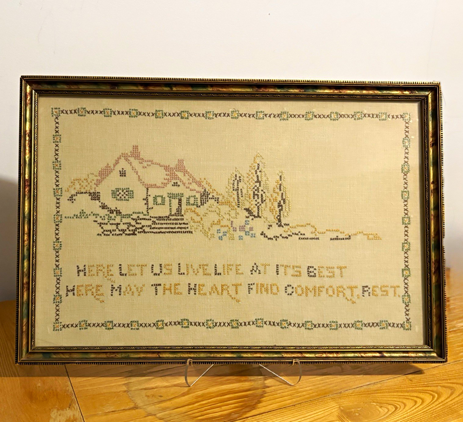 Lovely Signed 1933 Vintage Framed cross-stitch Sampler Lovely Signed 1933 Vintage Framed cross-stitch Sampler