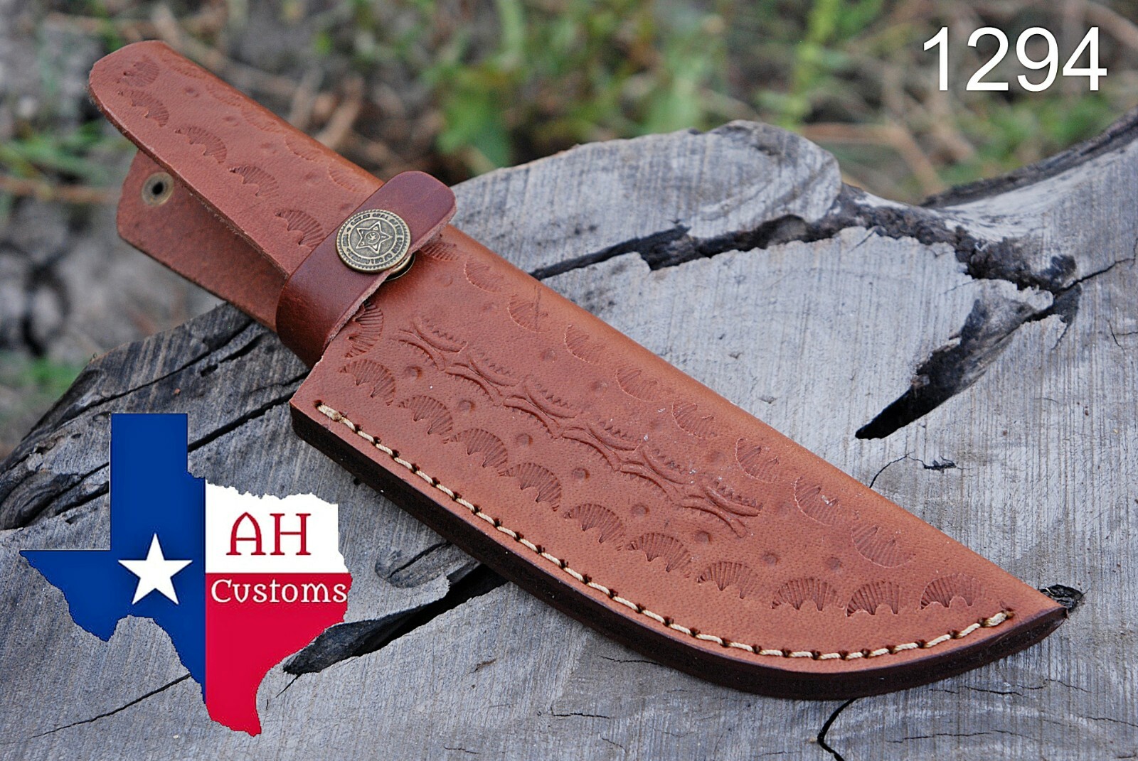 8" CUSTOM HAND MADE COW LEATHER SHEATH FOR FIXED BLADE KNIFE AH-1294 8" CUSTOM HAND MADE COW LEATHER SHEATH FOR FIXED BLADE KNIFE AH-1294