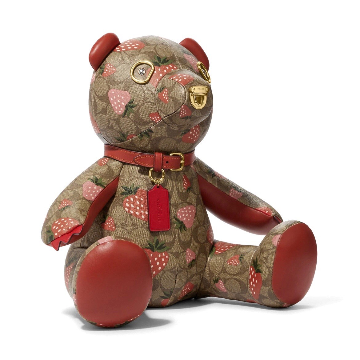 Coach Collectible Teddy Bear Logo Signature Canvas Wild Strawberry 16” NEW Coach Collectible Teddy Bear Logo Signature Canvas Wild Strawberry 16” NEW