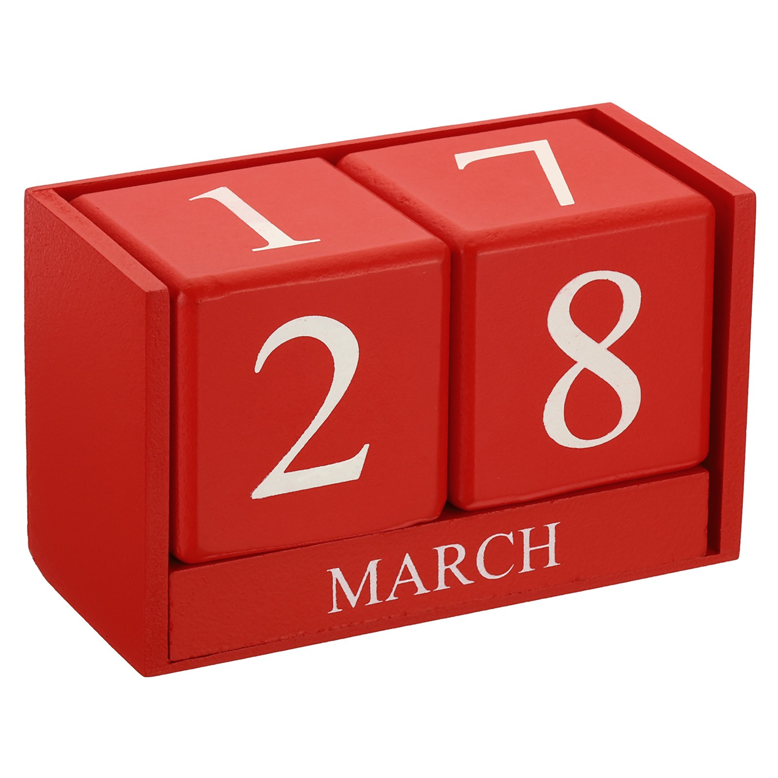 Vintage Wood Block Perpetual Calendar Reusable Wooden Blocks 6.1" Red Vintage Wood Block Perpetual Calendar Reusable Wooden Blocks 6.1" Red