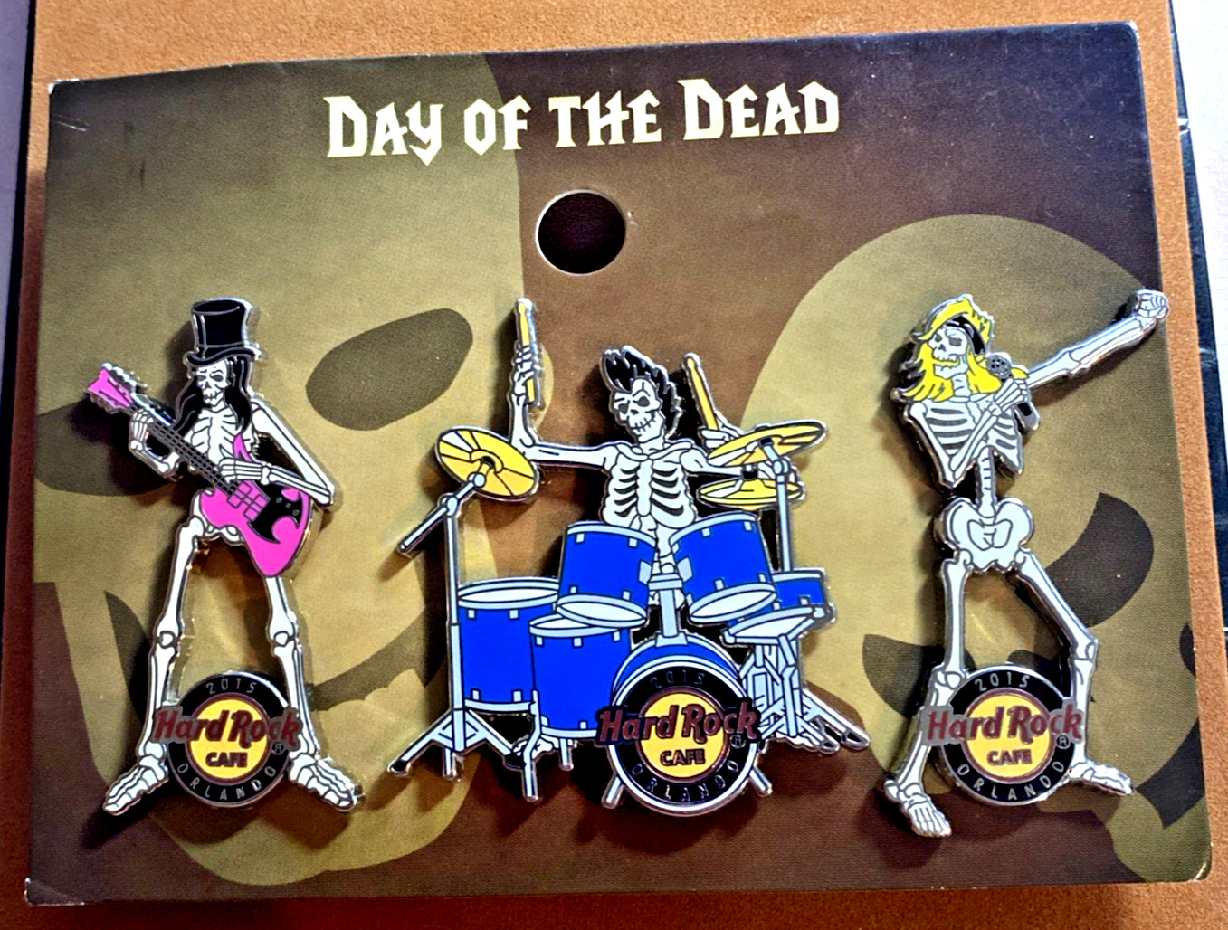 SEMINOLE HARD ROCK CAFE TAMPA 2015 DAY OF THE DEAD BONE BAND LE 300 3 PIN SET SEMINOLE HARD ROCK CAFE TAMPA 2015 DAY OF THE DEAD BONE BAND LE 300 3 PIN SET