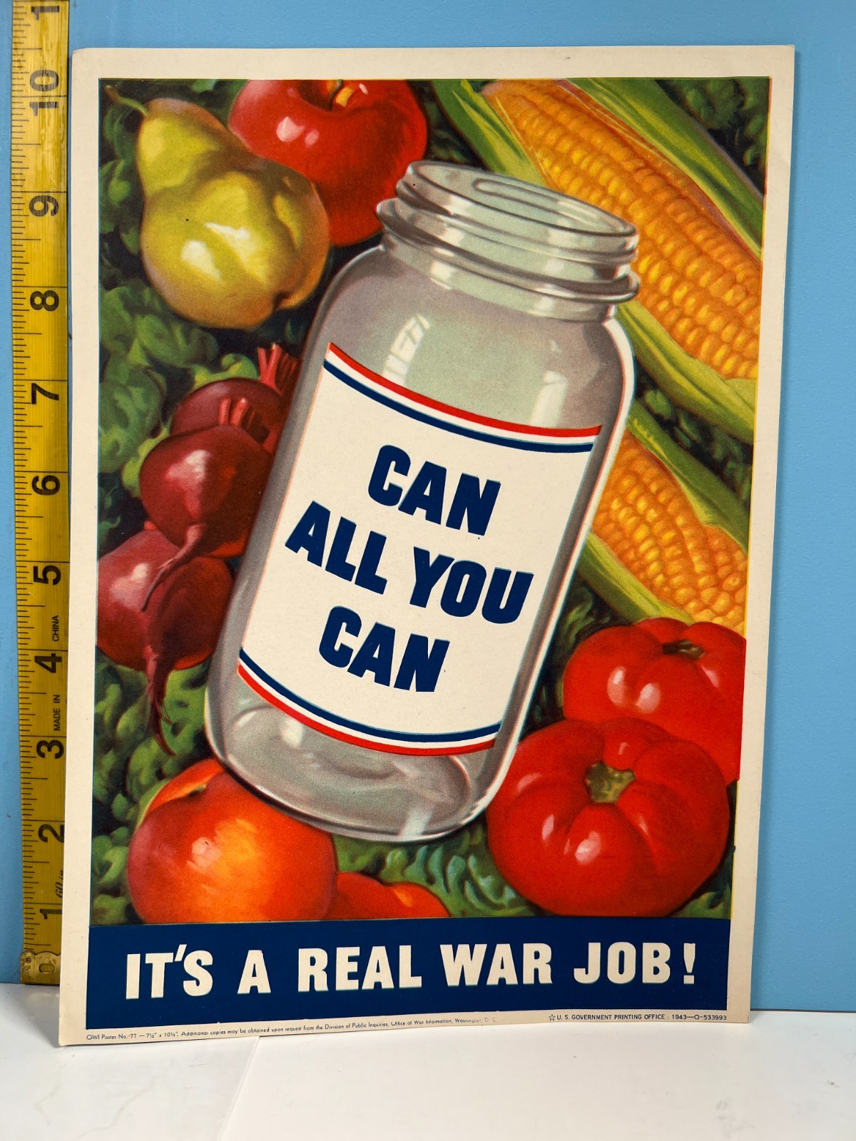 1943 OWI Poster #77 Can All You Can US Govt Printing Office War Poster 1943 OWI Poster #77 Can All You Can US Govt Printing Office War Poster