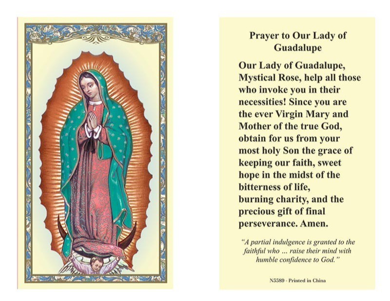 Laminated Prayer to Our Lady of Guadalupe Holy Prayer Card Catholic Laminated Prayer to Our Lady of Guadalupe Holy Prayer Card Catholic