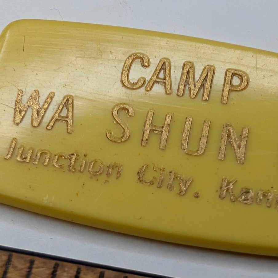 Junction City, KS Camp Wa Shun Ga Plastic Keychain Souvenir Tag Fob Made in USA