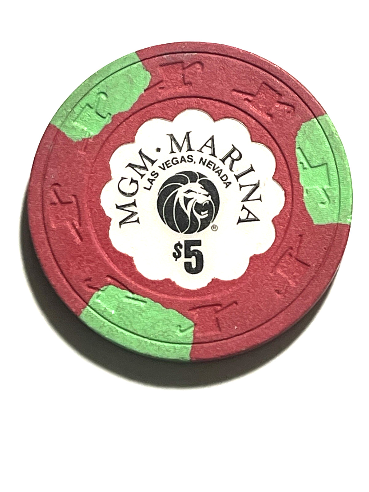 -VINTAGE NEVADA-**MGM-MARINA**$5 Chip LAS VEGAS-1990