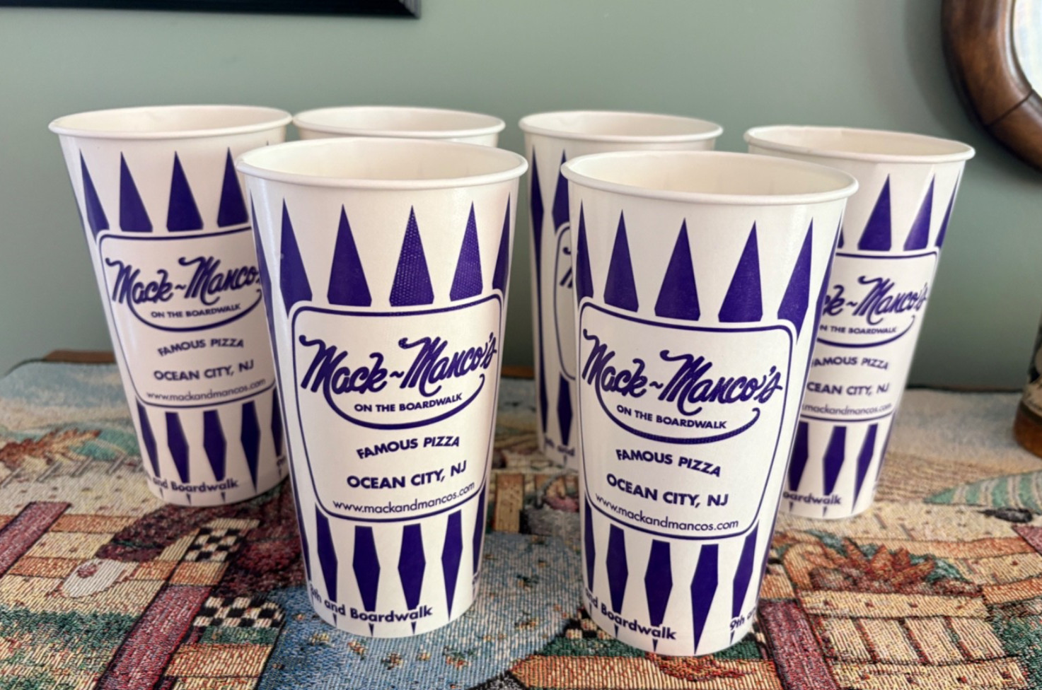 Vtg 6 MACK & MANCO "On The Boardwalk" Pizza Paper Cups ~Ocean City~ New Jersey Vtg 6 MACK & MANCO "On The Boardwalk" Pizza Paper Cups ~Ocean City~ New Jersey