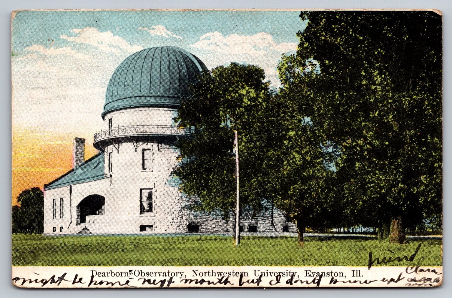 Vintage 1909 Dearborn Observatory Northwestern University Postcard