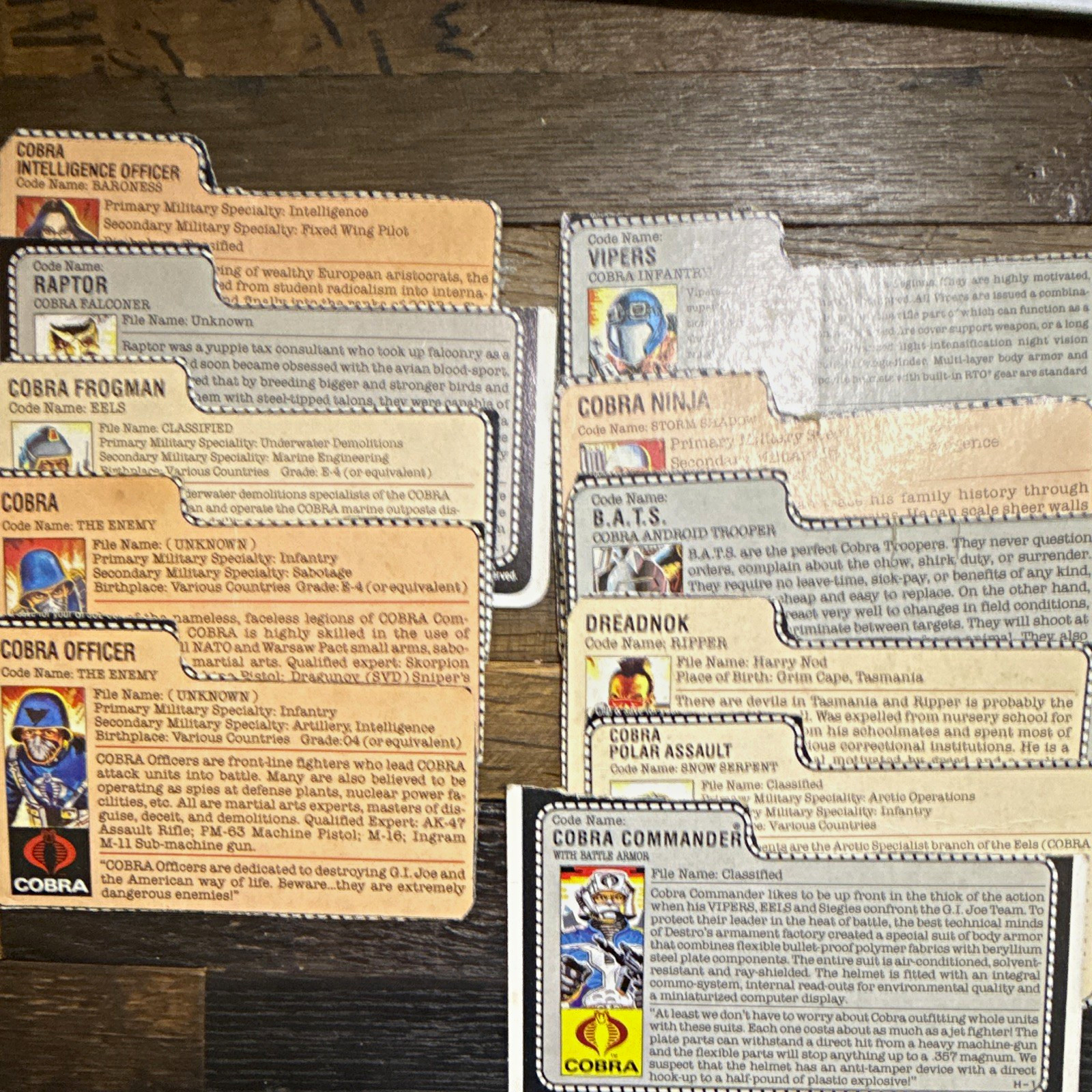 G.I. Joe Cobra (11) File Cards Non-Sport Trading Cards File Cards 