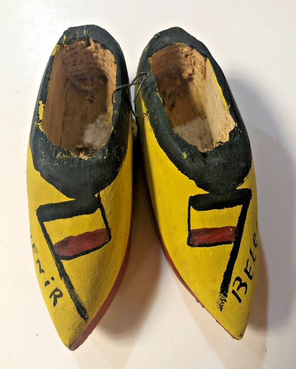 WWI 1919 Belgium, France, USA, & England Wooden Shoes Souvenir 4 Inches Antique WWI 1919 Belgium, France, USA, & England Wooden Shoes Souvenir 4 Inches Antique