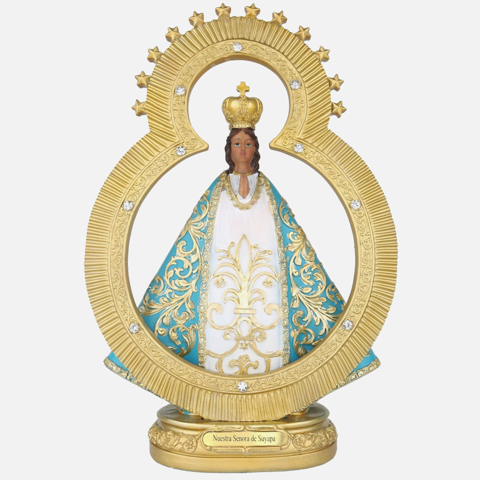 Nuestra Señora Virgen De Suyapa 12" Patrona De Honduras Con Piedra Diamante(Imit Nuestra Señora Virgen De Suyapa 12" Patrona De Honduras Con Piedra Diamante(Imit