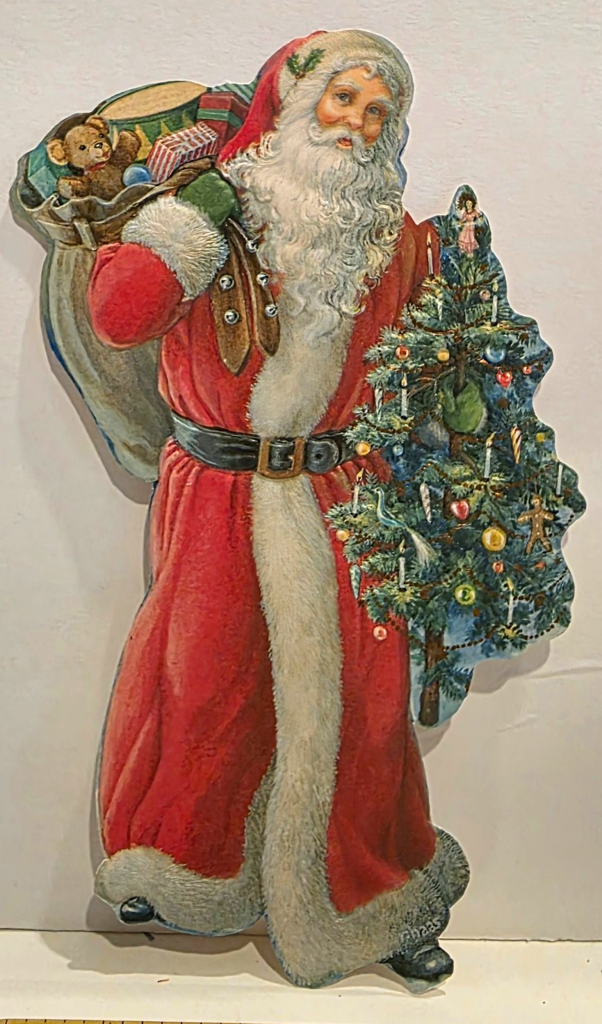 AUTHENTIC ANTIQUE VICTORIAN GERMAN FATHER CHRISTMAS DIECUT PAPER SCRAP 1890-1910
