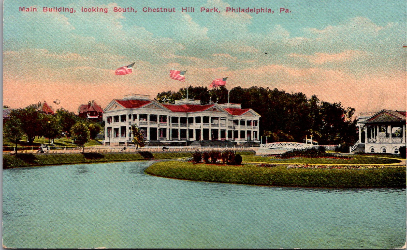 Main Building Looking South Chestnut Hill Park Philadelphia PA Postcard 5PA12 Main Building Looking South Chestnut Hill Park Philadelphia PA Postcard 5PA12
