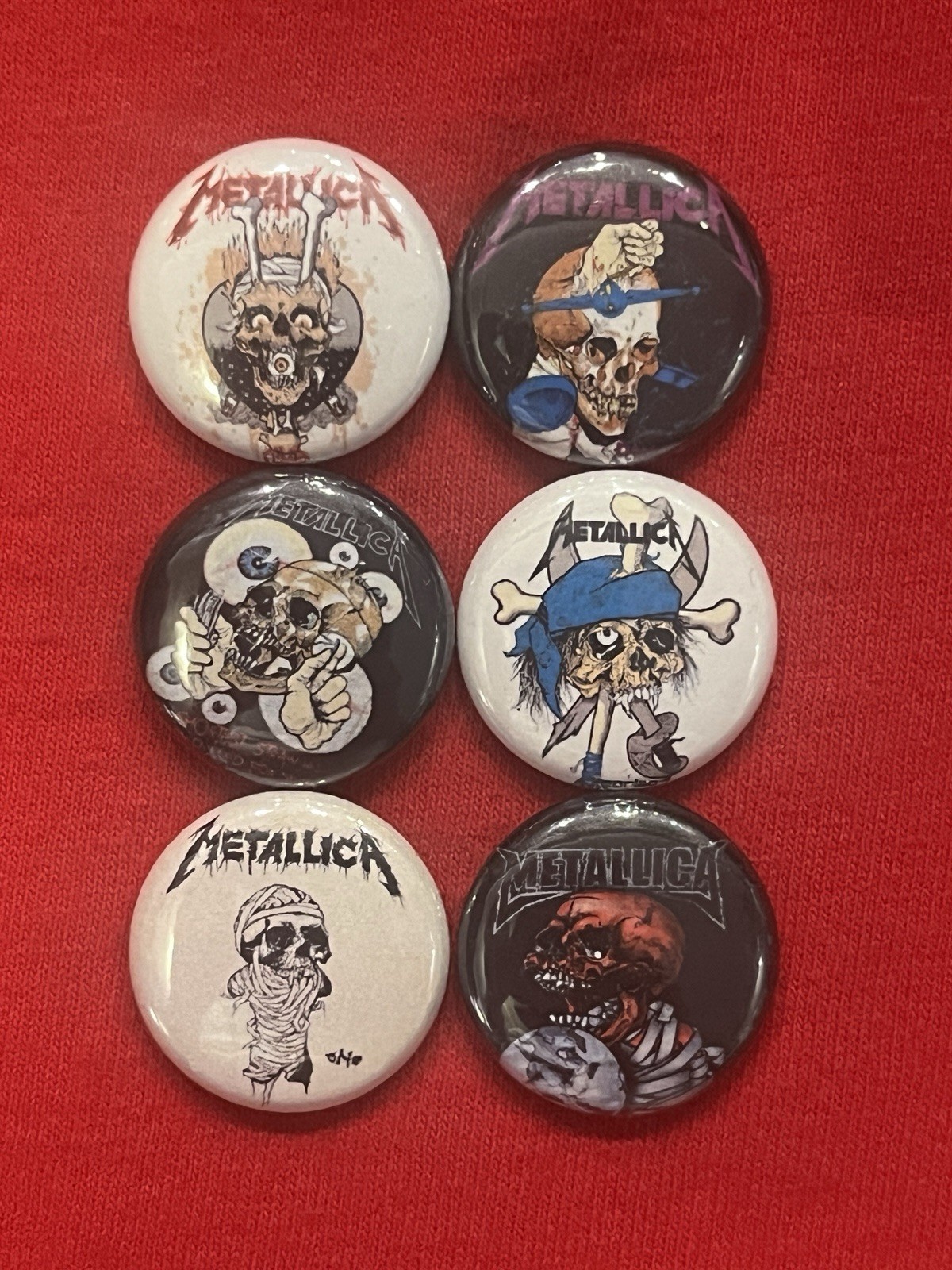 Metallica 1" Pin Button Set Heavy Thrash Metal Pushead Skull Death Metallica 1" Pin Button Set Heavy Thrash Metal Pushead Skull Death