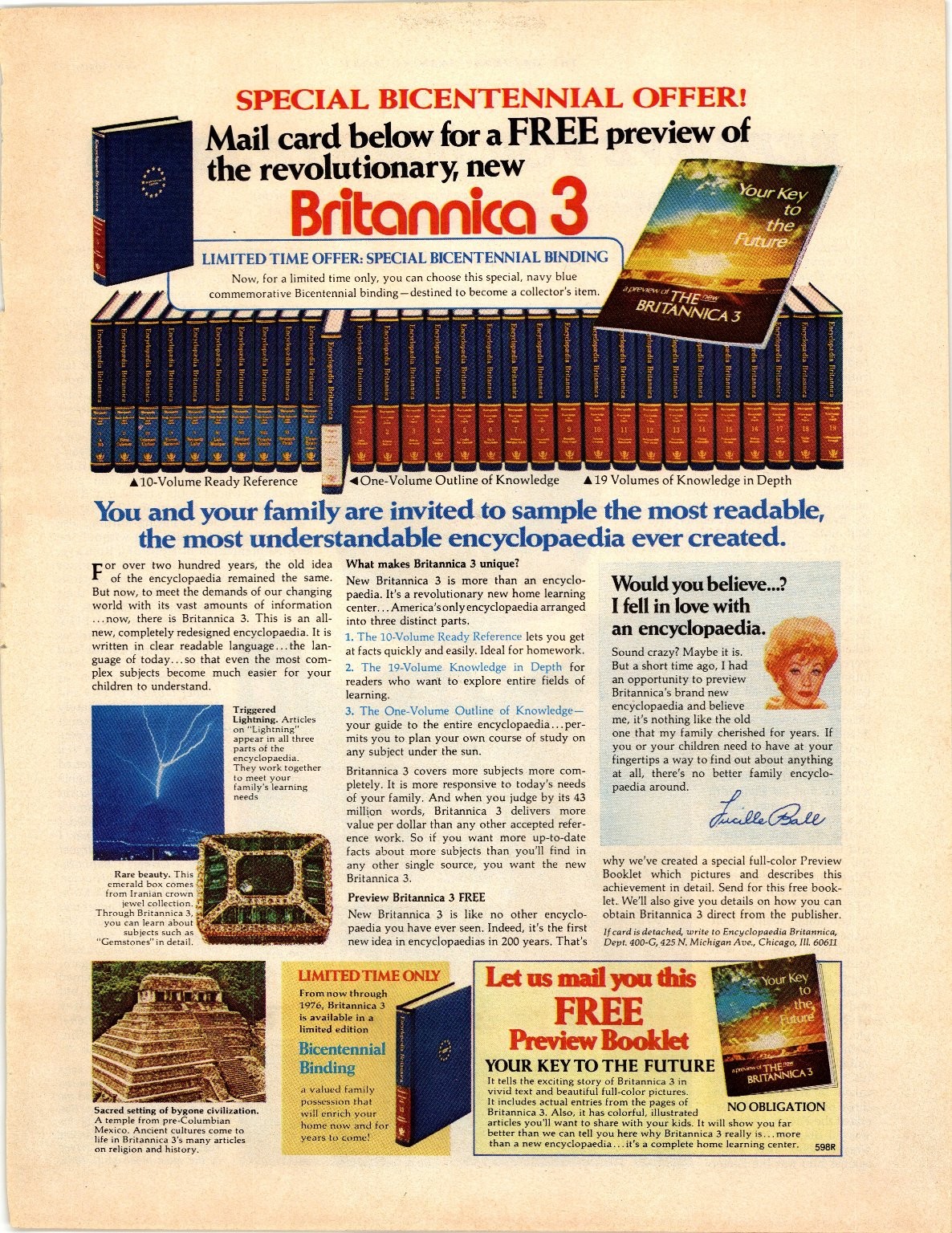 Britannica 3 Magazine Ad 1976 Vintage Bicentennial Lucille Ball AD120 Britannica 3 Magazine Ad 1976 Vintage Bicentennial Lucille Ball AD120