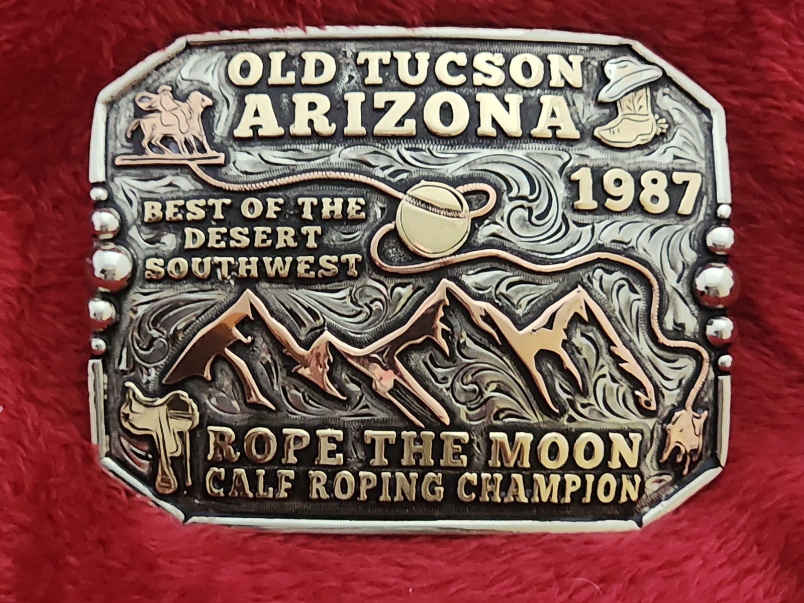 X~Treme Calf Roping Rodeo Champion Trophy Buckle☆Old Tucson Arizona☆1987☆427 X~Treme Calf Roping Rodeo Champion Trophy Buckle☆Old Tucson Arizona☆1987☆427