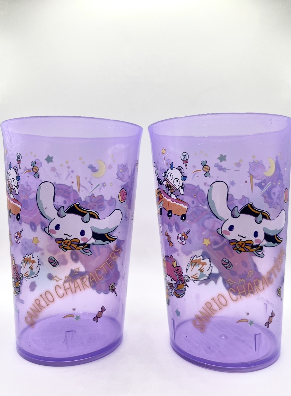Sanrio Daiso Halloween Translucent Purple Set Of 2 Cups Sanrio Daiso Halloween Translucent Purple Set Of 2 Cups
