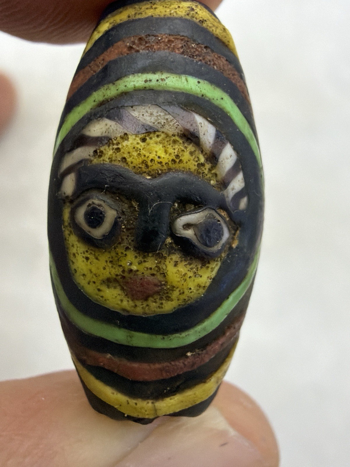 Lovely Ancient Rare Roman Mosaic Glass Wonderful Rare Bead With Two Faces Lovely Ancient Rare Roman Mosaic Glass Wonderful Rare Bead With Two Faces