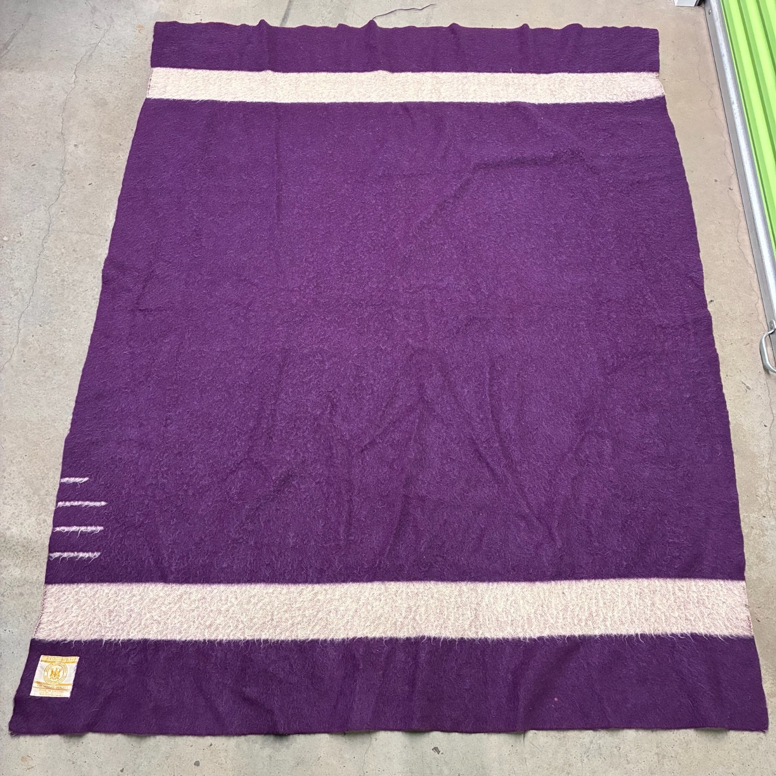 Vintage Hudson Bay Queen Elizabeth Coronation Blanket 3.5 Point Wool Purple 1953