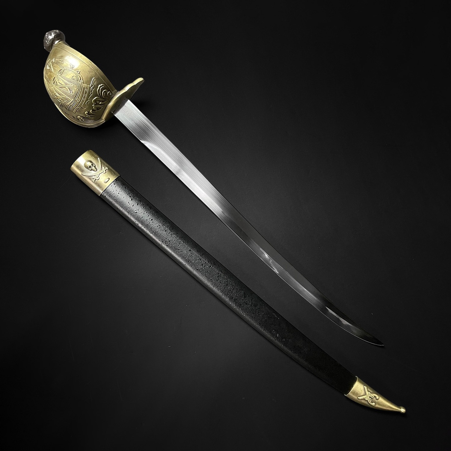 PS Caribbean Pirate Sword Pirate Cutlass Saber Sword. (Basket Guard Saber)