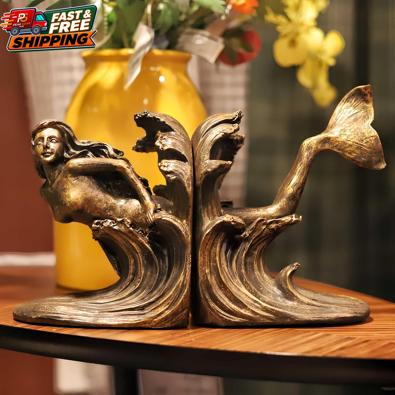 6" Resin Mermaid Bookends Set Vintage Sea Goddess Decorative Statues 6" Resin Mermaid Bookends Set Vintage Sea Goddess Decorative Statues