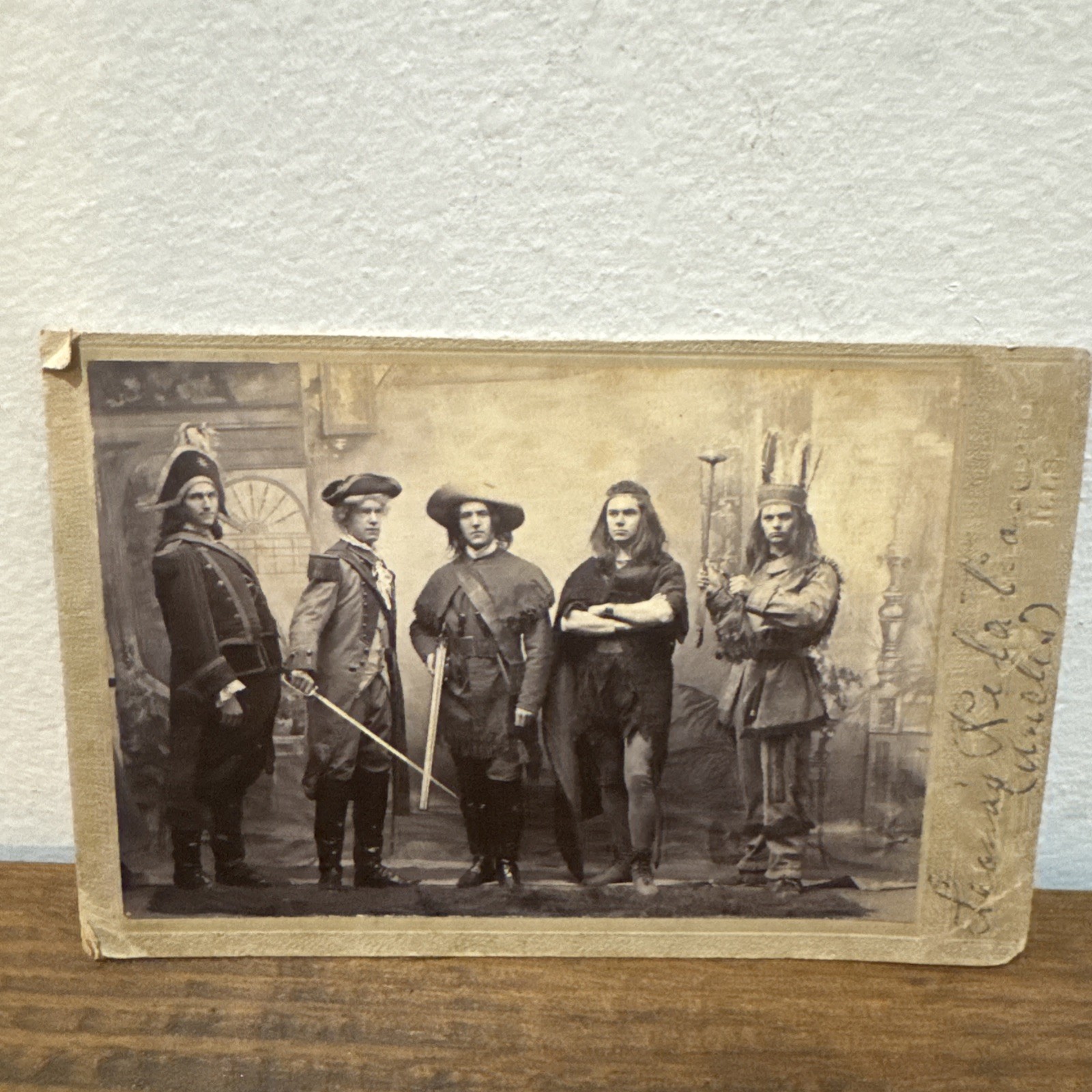 Antique 1800s Cabinet Card Photo McLeansboro IL Theatrical Western Indian Cast