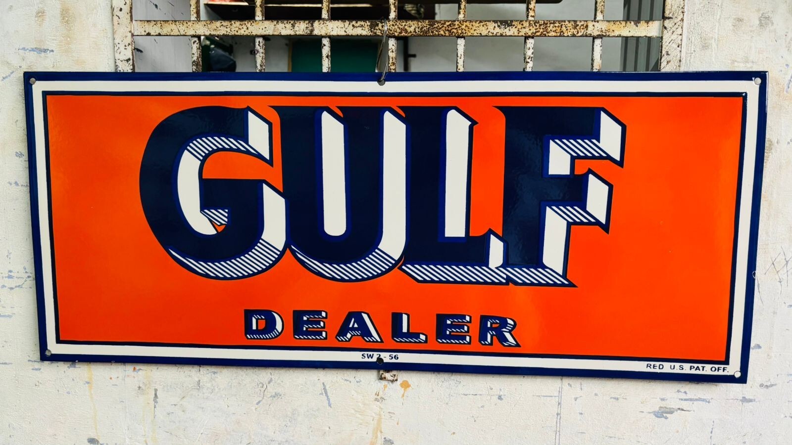 Gulf Dealer Porcelain Enamel Sign 36 x 15 Inches Gulf Dealer Porcelain Enamel Sign 36 x 15 Inches